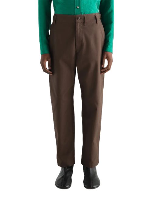 Tapered pants in heavy cotton twill Lemaire | PA1342LF1452BR489 CHOCOLATE